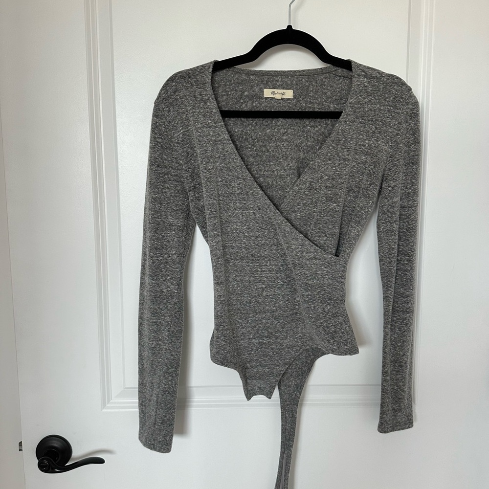 Gray Madewell Wrap Bodysuit Size Small